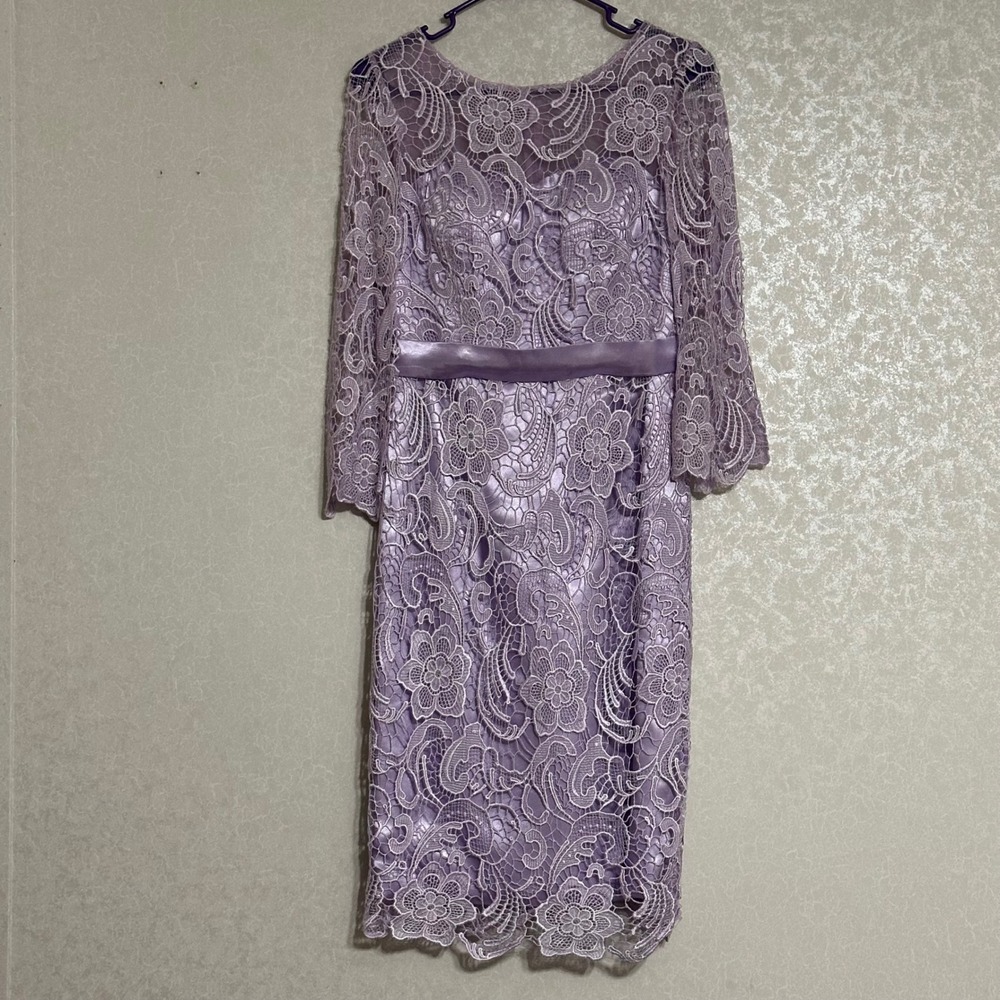 JJ's House Floral Guipure Lace Sheath Dress Pastel Lavender Purple Formal XS